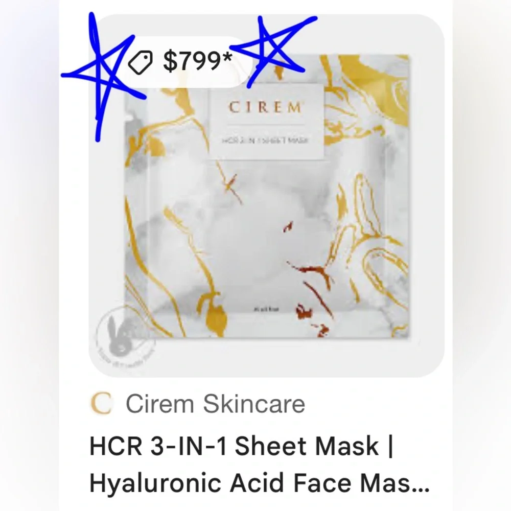 CIREM HCR 3-in-1 Sheet Mask Luxury Gold Skincare Face Mask ✨$799 MSRP✨